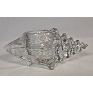 Conch Shell Clear Footed Impressive Shape 5 1/4 in. Candle Holder